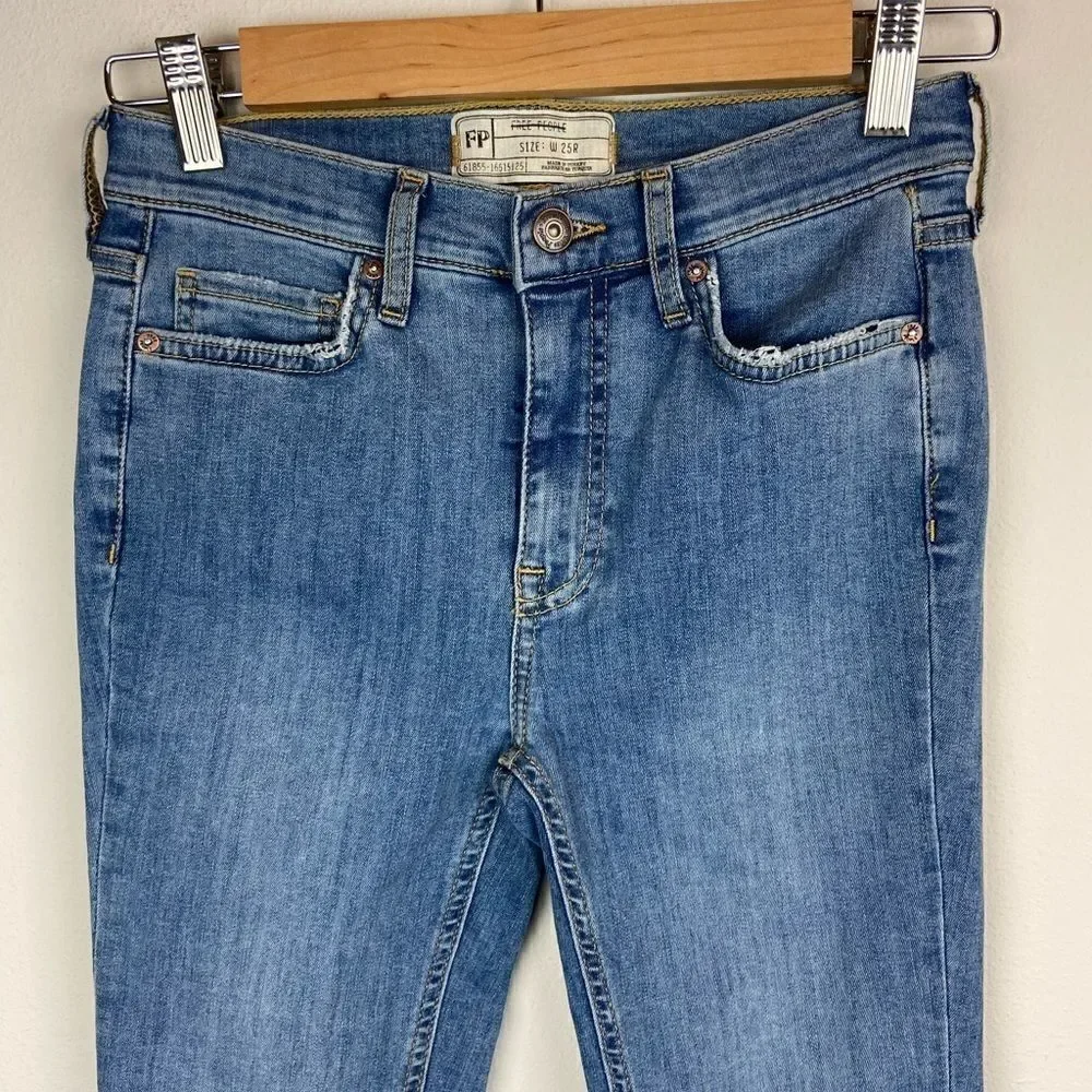 Free People High Rise Distressed Skinny Jeans